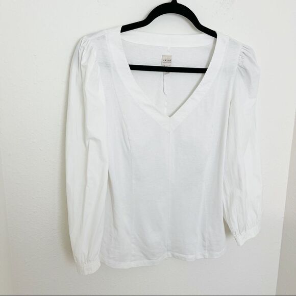 Rebecca Taylor Voile White Cotton Pouf Sleeve Top - Picture 3 of 8